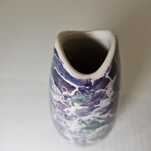 McCoy, Pottery, Cascade, Bud Vase, MCM, Purple, Green, White Lusterware 6' Tall - Picture 2 of 11
